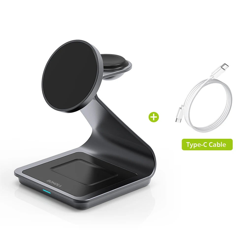Futuristic Wireless Charger with sleek iron design. - Voltix