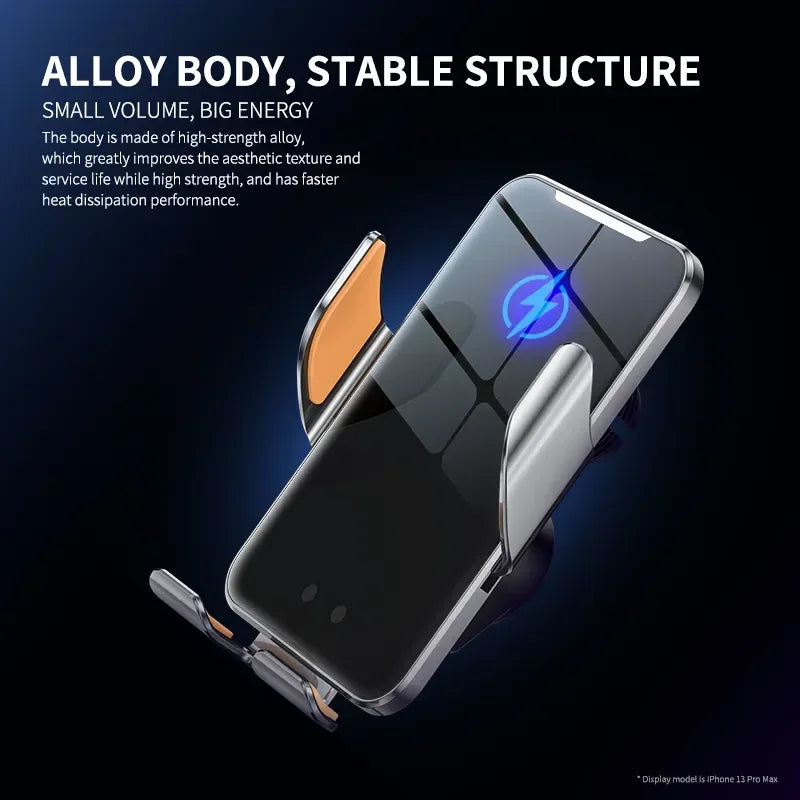 Car Wireless Charger with Automatic Clamps & Fast Charging - Voltix