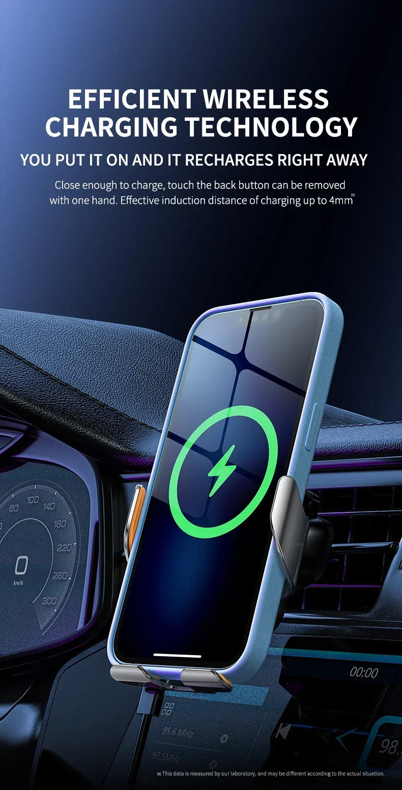 Car Wireless Charger with Automatic Clamps & Fast Charging - Voltix
