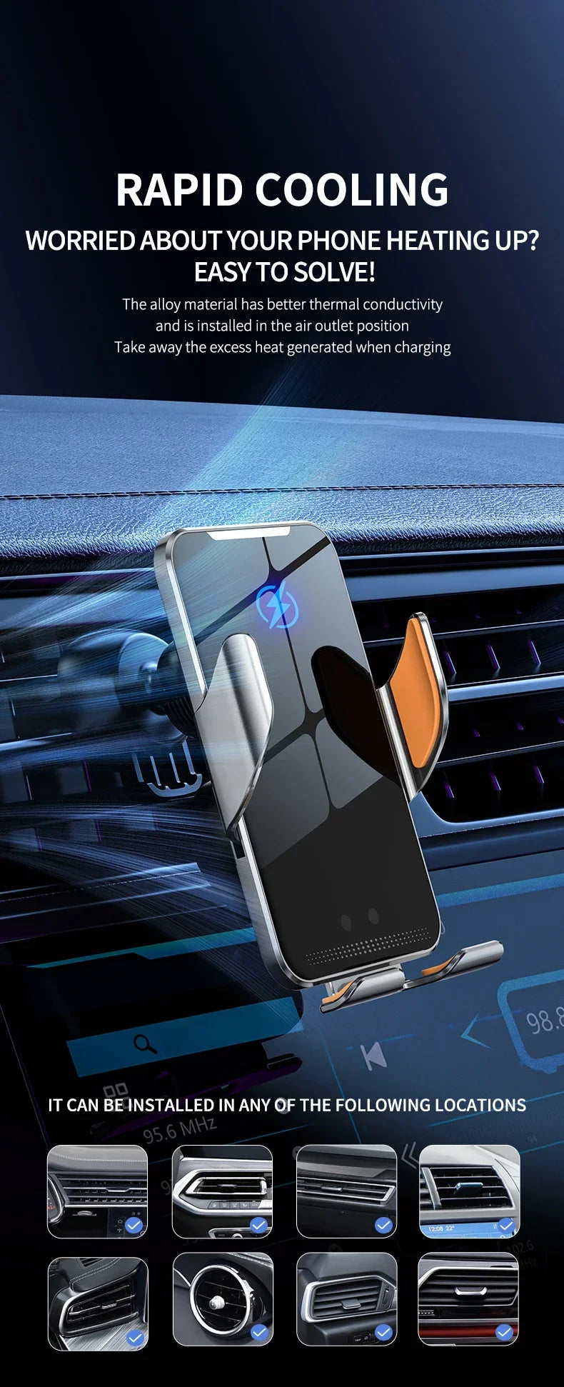 Car Wireless Charger with Automatic Clamps & Fast Charging - Voltix
