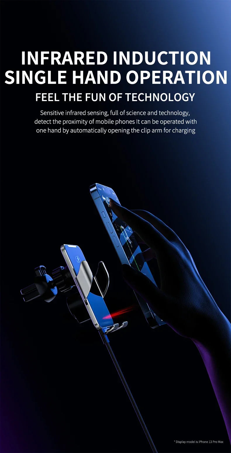 Car Wireless Charger with Automatic Clamps & Fast Charging - Voltix