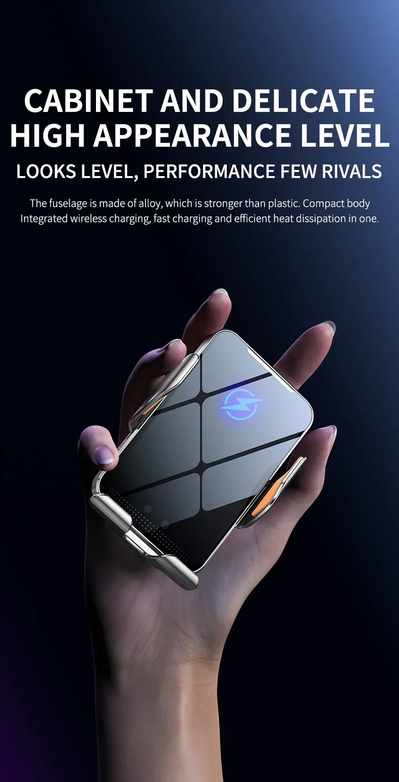 Car Wireless Charger with Automatic Clamps & Fast Charging - Voltix