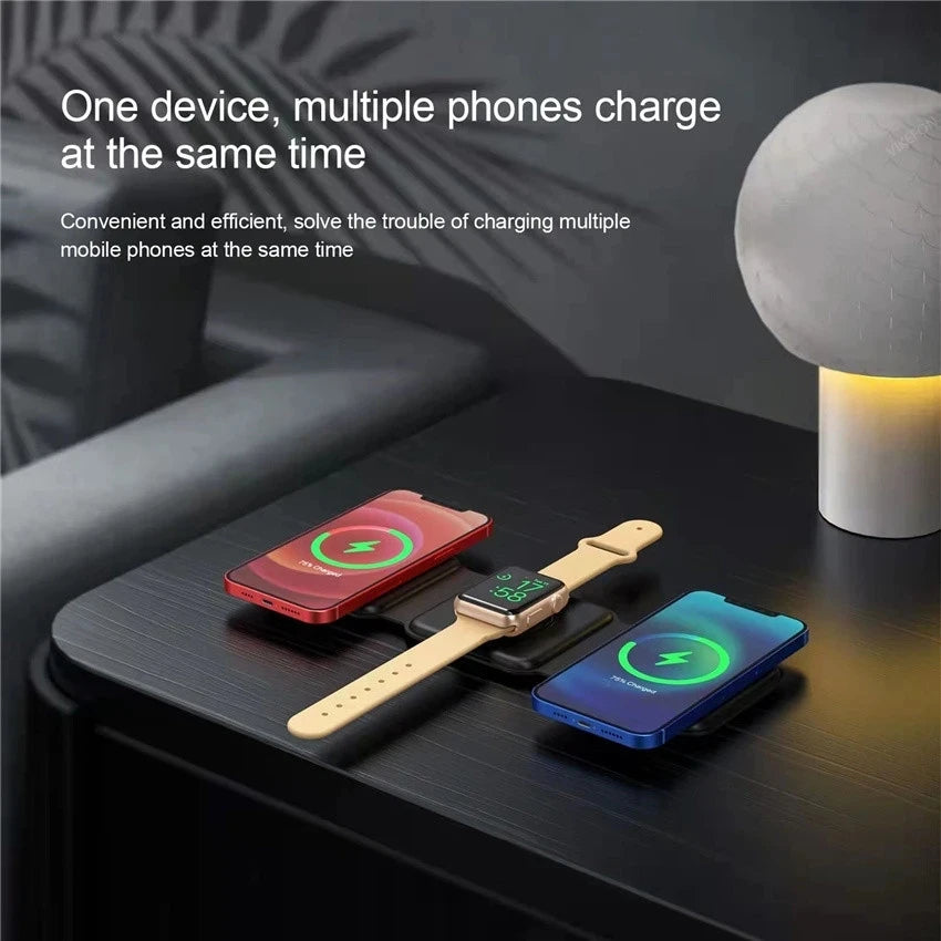 Adjustable 3-in-1 Wireless Charging Station with 360° Rotation - Voltix