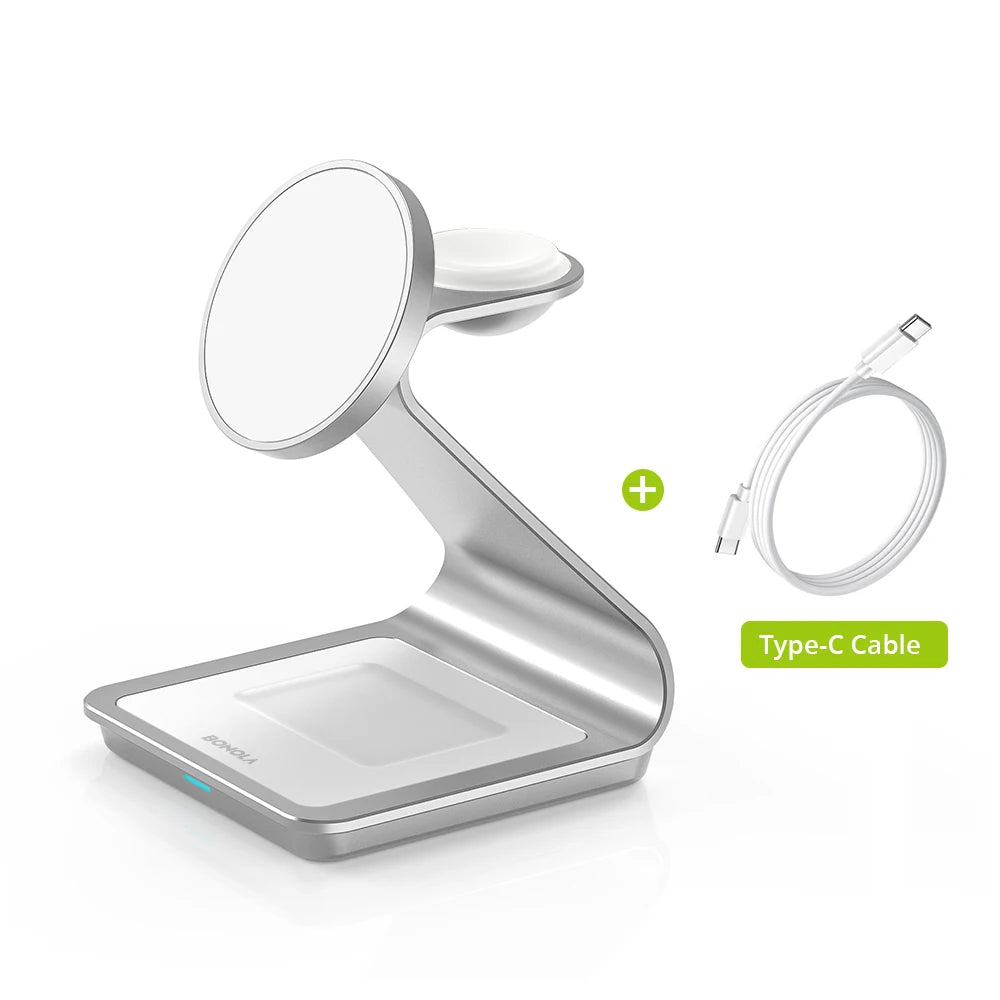 Futuristic Wireless Charger with sleek iron design. - Voltix