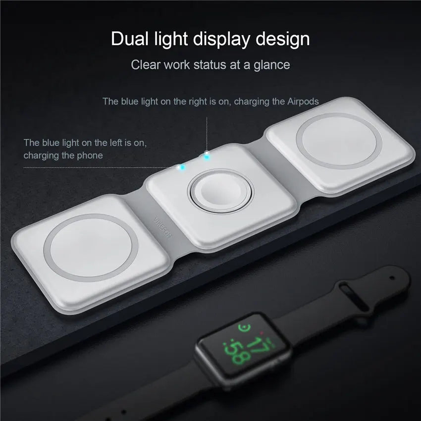 Adjustable 3-in-1 Wireless Charging Station with 360° Rotation - Voltix