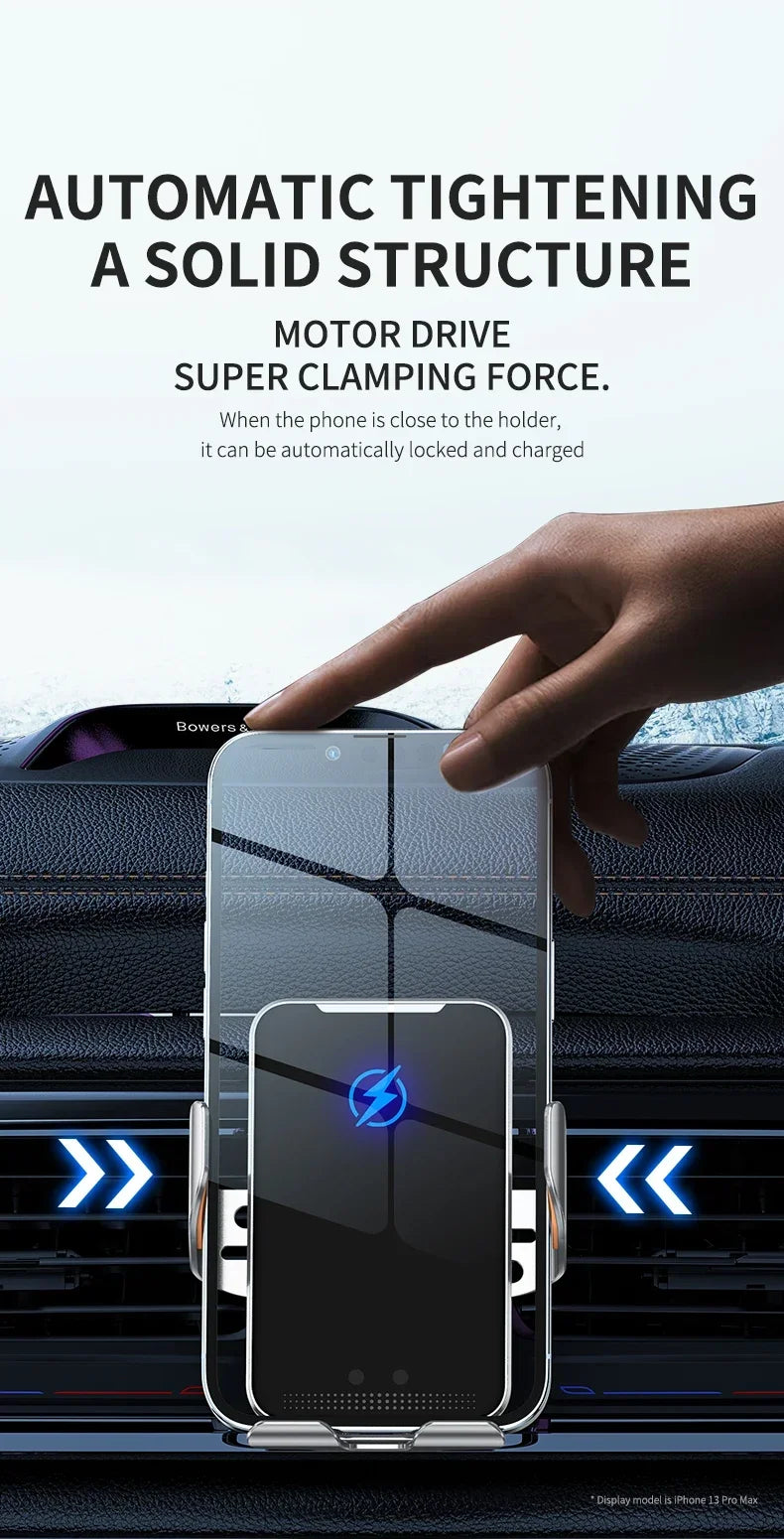 Car Wireless Charger with Automatic Clamps & Fast Charging - Voltix