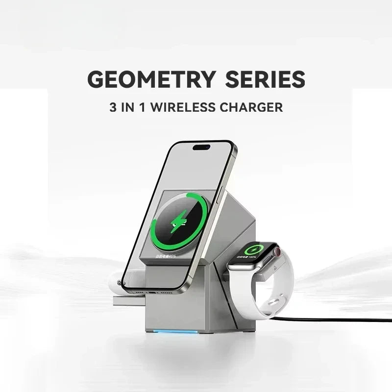 Exclucive 3 in 1 Wireless Charger with Auto-Rotating Phone Dock - Voltix