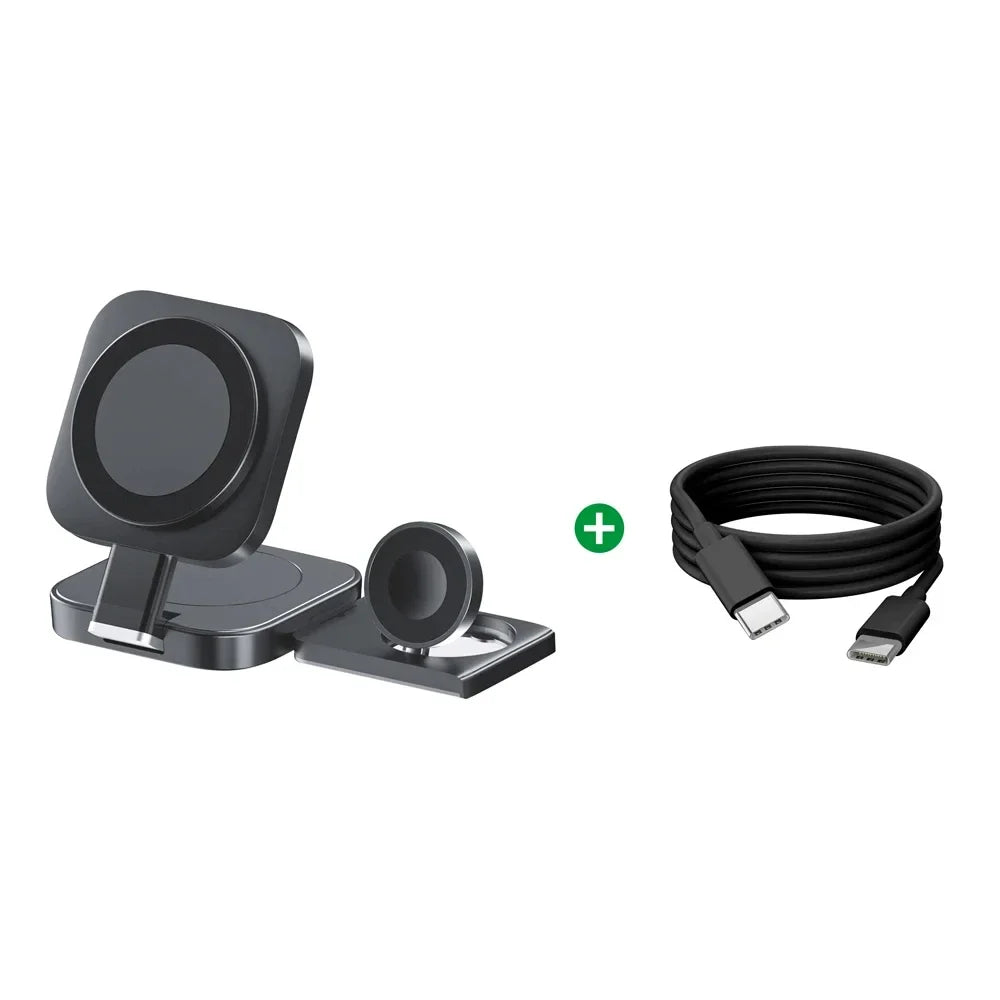 3 in 1 Tiny Foldable Wireless Charging Station. - Voltix