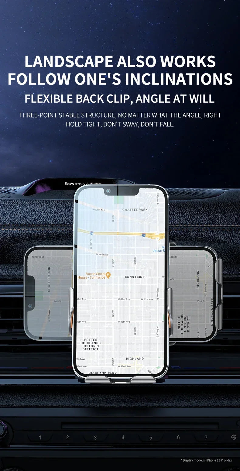 Car Wireless Charger with Automatic Clamps & Fast Charging - Voltix
