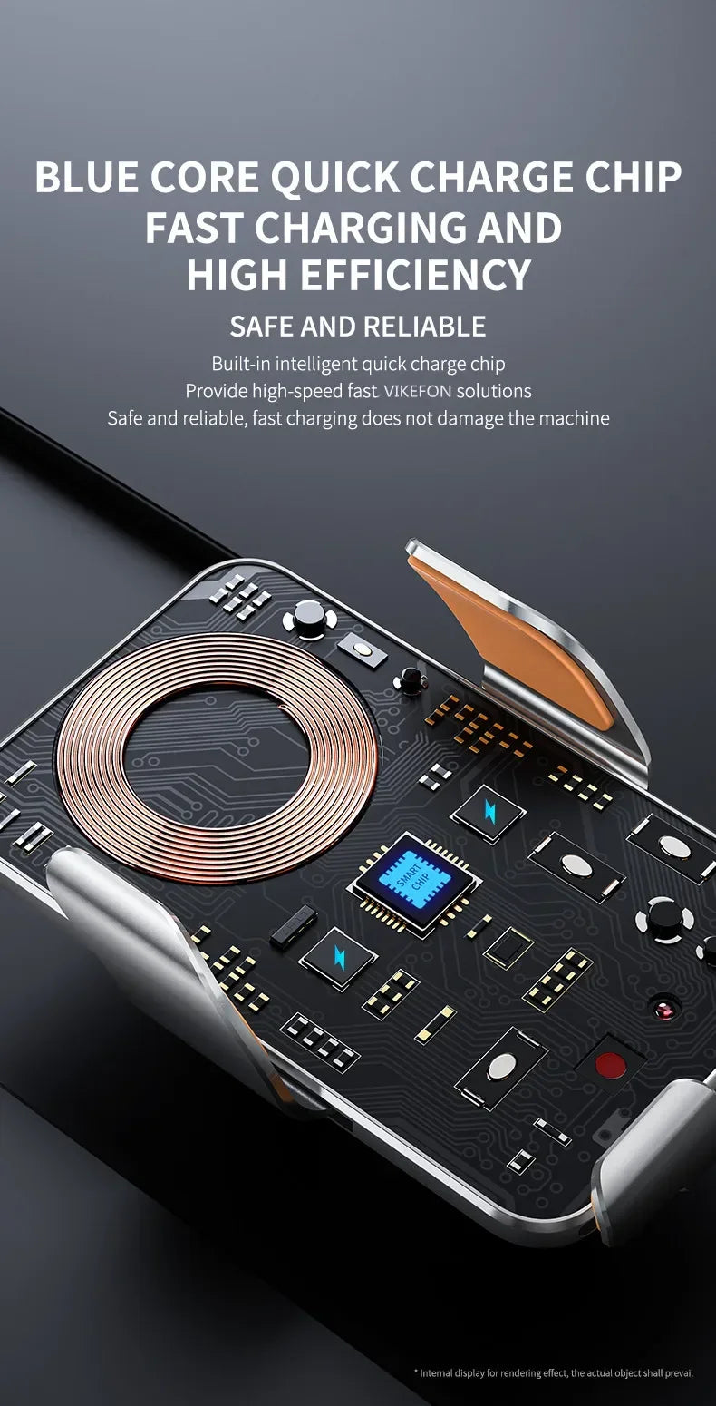 Car Wireless Charger with Automatic Clamps & Fast Charging - Voltix