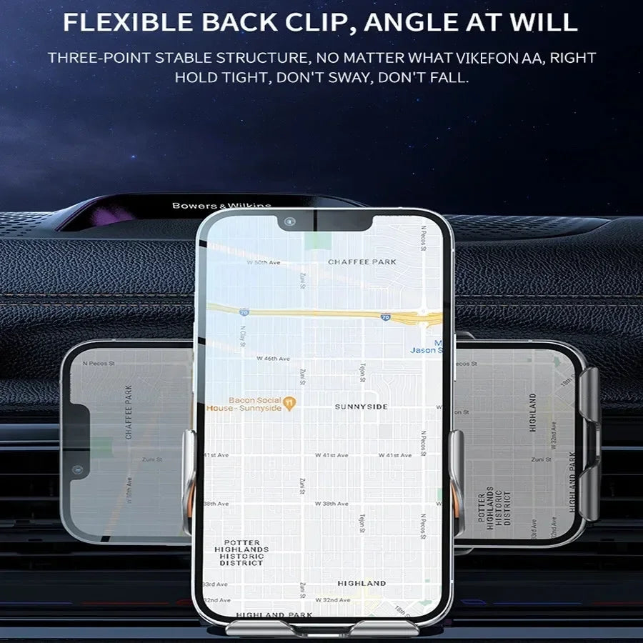 Car Wireless Charger with Automatic Clamps & Fast Charging - Voltix