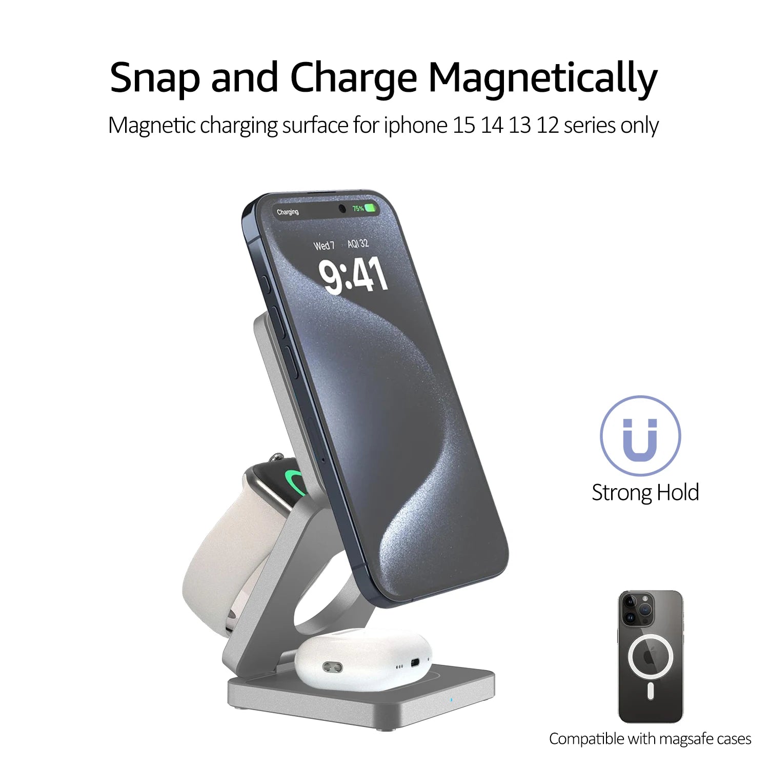 Compact Folding 3-in-1 Wireless Charger - Voltix